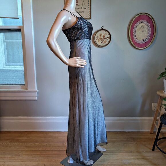 Vintage 90s Papell Boutique Gown Pageant Prom Dress Beaded Whimsygoth Size 6 - Picture 11 of 16